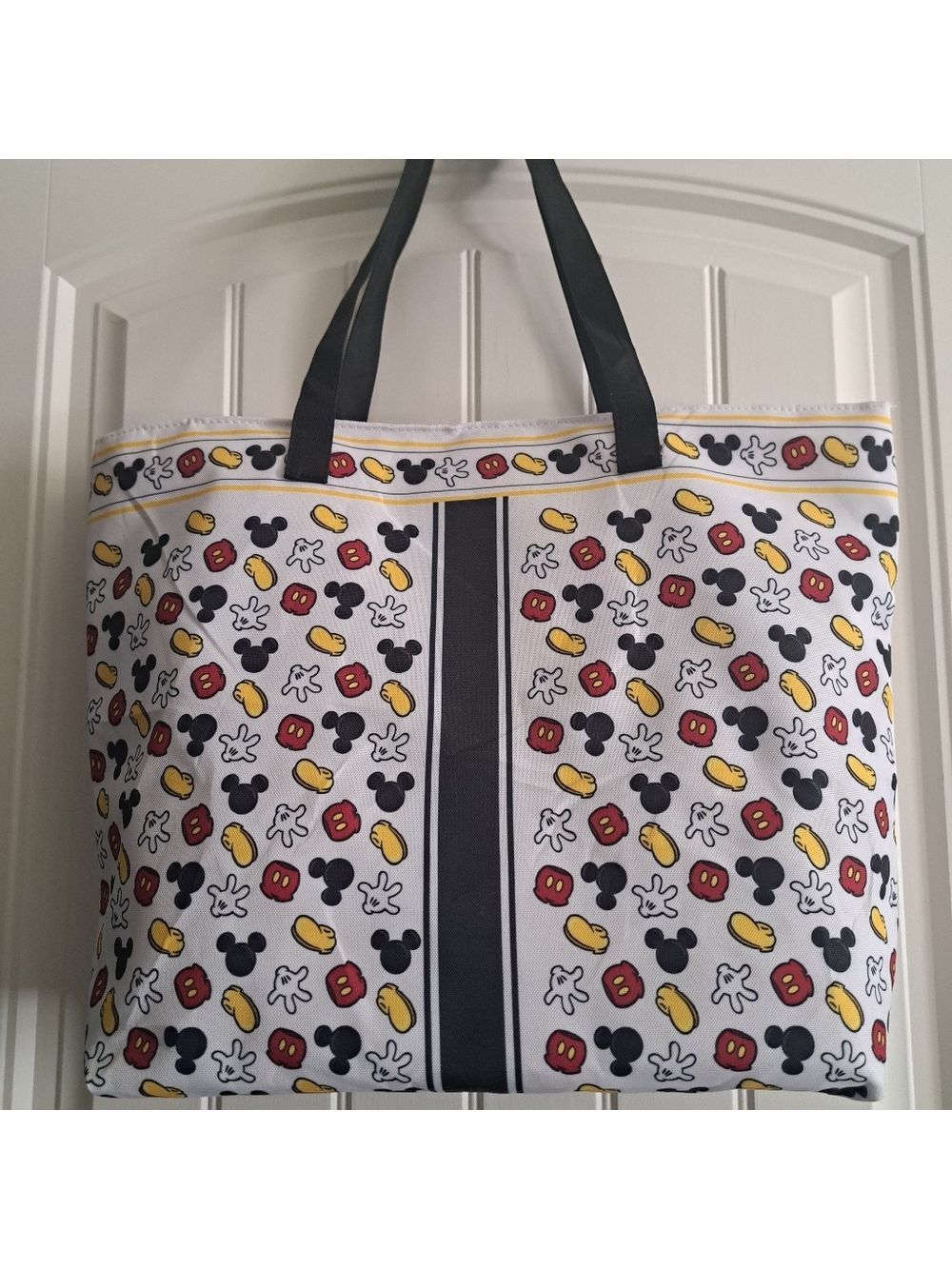 DISNEY MICKEY MOUSE lined tote bag all over graphics snap closure beach shopping